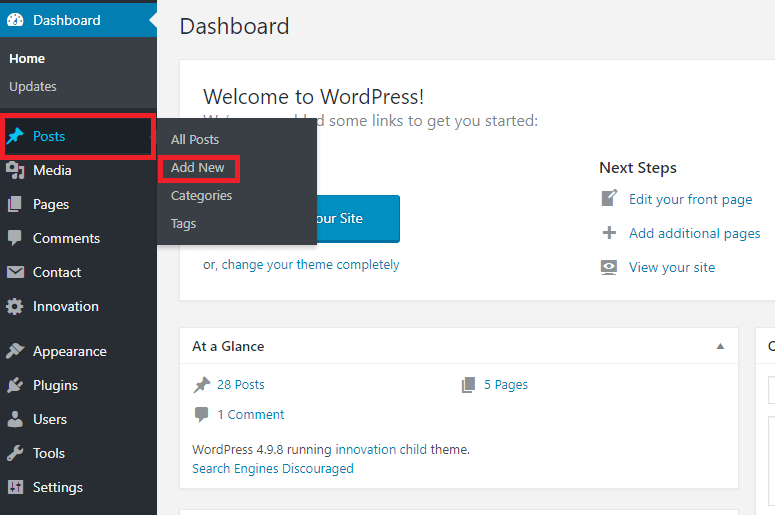 在WordPress中添加新帖子