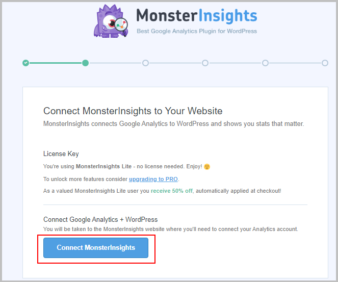 连接MonsterInsights到谷歌Analytics