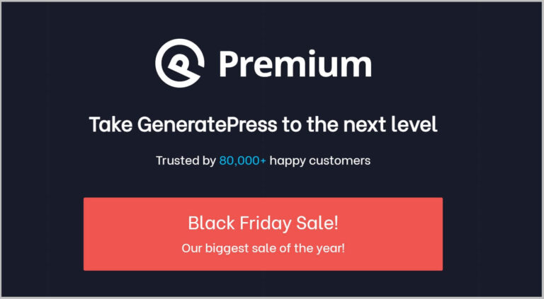 GeneratePress 2022年黑色星期五促销- 25%折扣