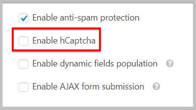 禁用WPForms中的hCaptcha