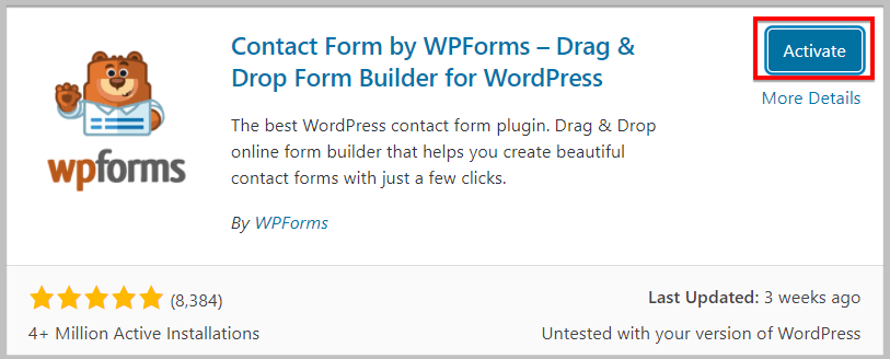 安装并激活WPForms