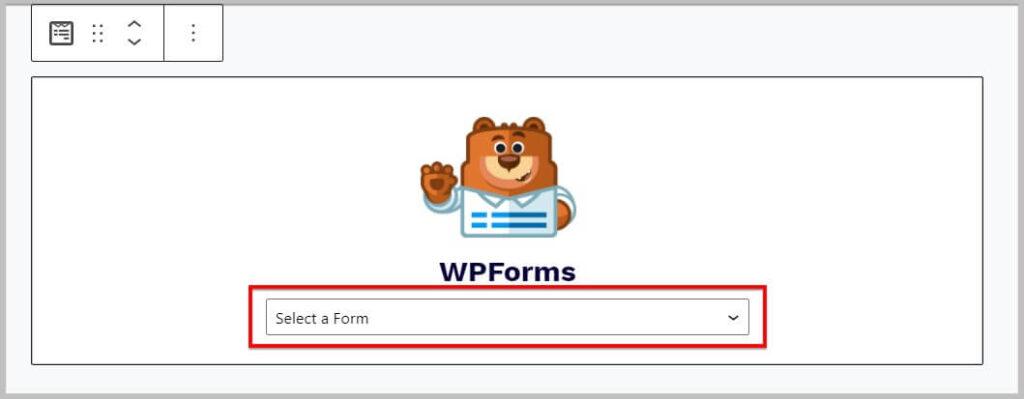 使用WPForms块嵌入一个表单