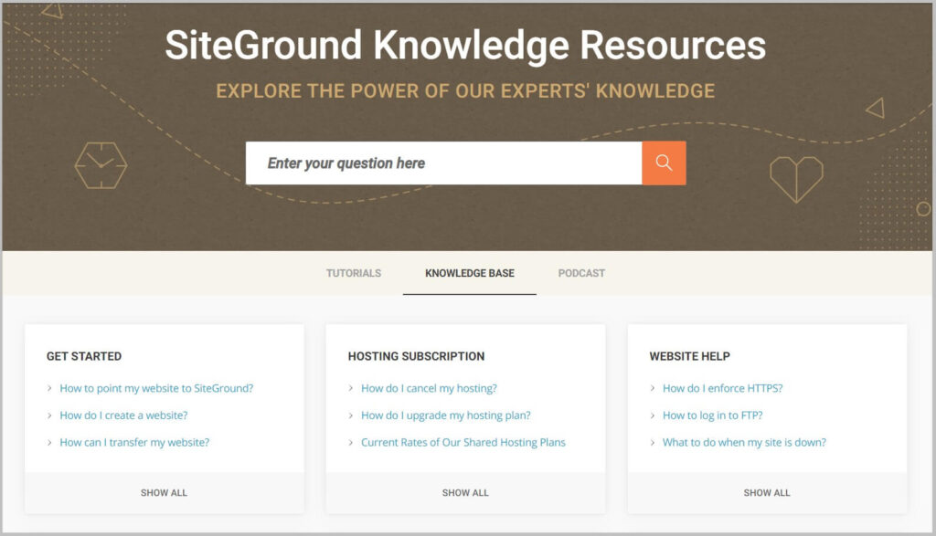 SiteGround的知识库