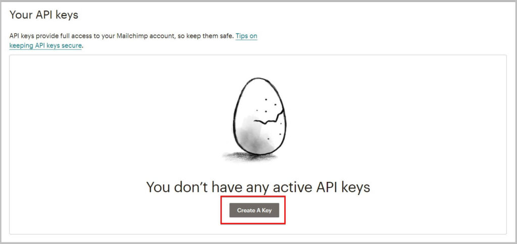 在Mailchimp中创建一个API密钥