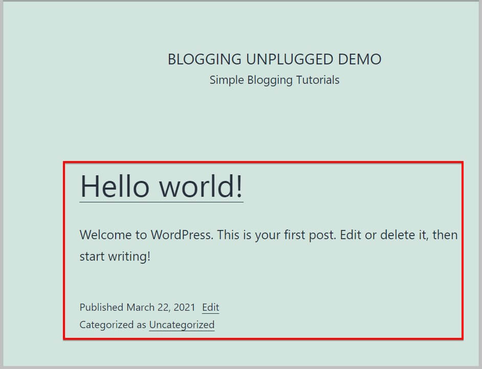 在你的新WordPress网站上演示博客文章