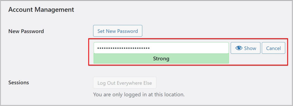 在用户配置文件中选择新密码