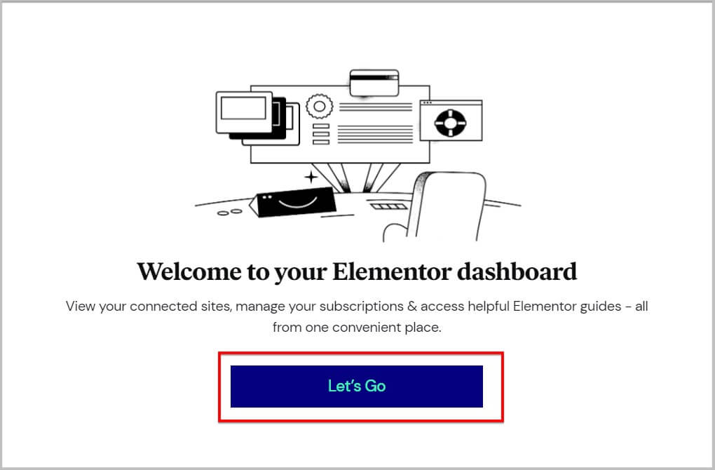 在Elementor仪表板中创建帐户的欢迎信息