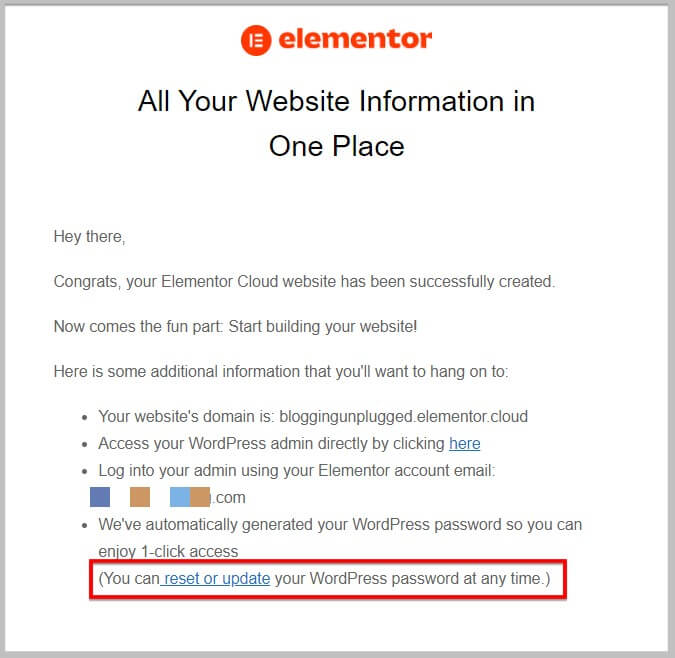 注册Elementor Cloud后的重要邮件