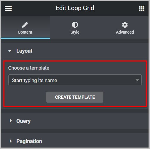 在Elementor Pro 3.8中为新的Loop Builder选择或创建模板