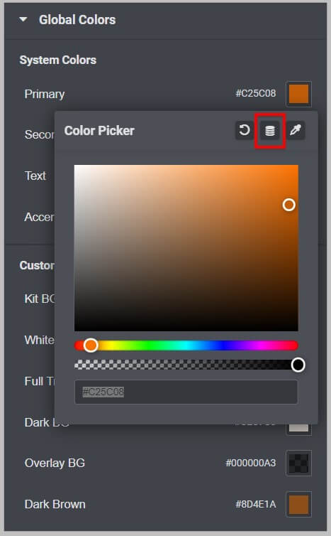 Elementor 3.8中的全局颜色中的动态标签