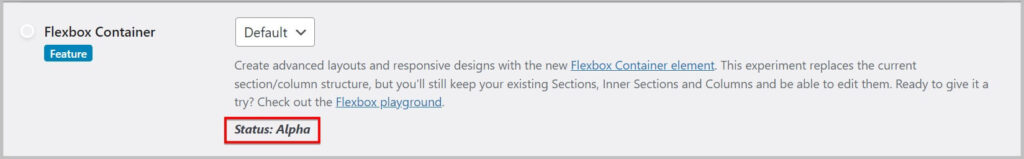 在Elementor 3.8之前，Flexbox容器作为Alpha实验