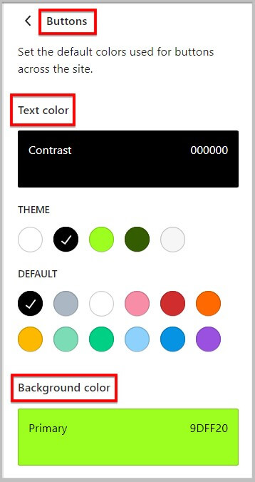 WordPress 6.1中按钮的所有全局颜色选项