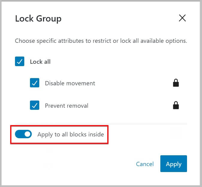 WordPress 6.1中的Block Lock设置
