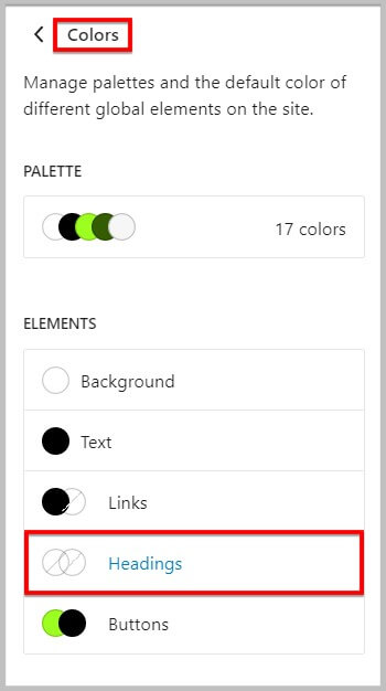 WordPress 6.1中标题的全局颜色设置