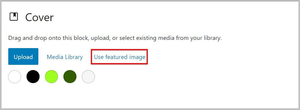 在WordPress 6.1之后，在Cover块占位符上使用特色图像选项