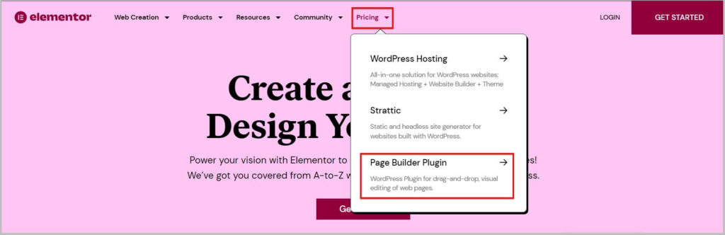 在主页上选择Page Builder获取Elementor Pro 3.11